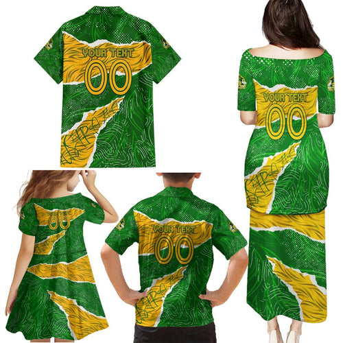 Personalised Matildas Family Matching Puletasi and Hawaiian Shirt Australia Soccer Fingerprint