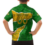 Personalised Matildas Family Matching Short Sleeve Bodycon Dress and Hawaiian Shirt Australia Soccer Fingerprint