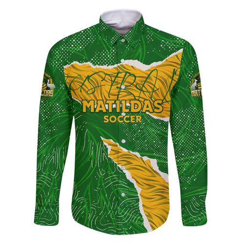 Personalised Matildas Family Matching Short Sleeve Bodycon Dress and Hawaiian Shirt Australia Soccer Fingerprint