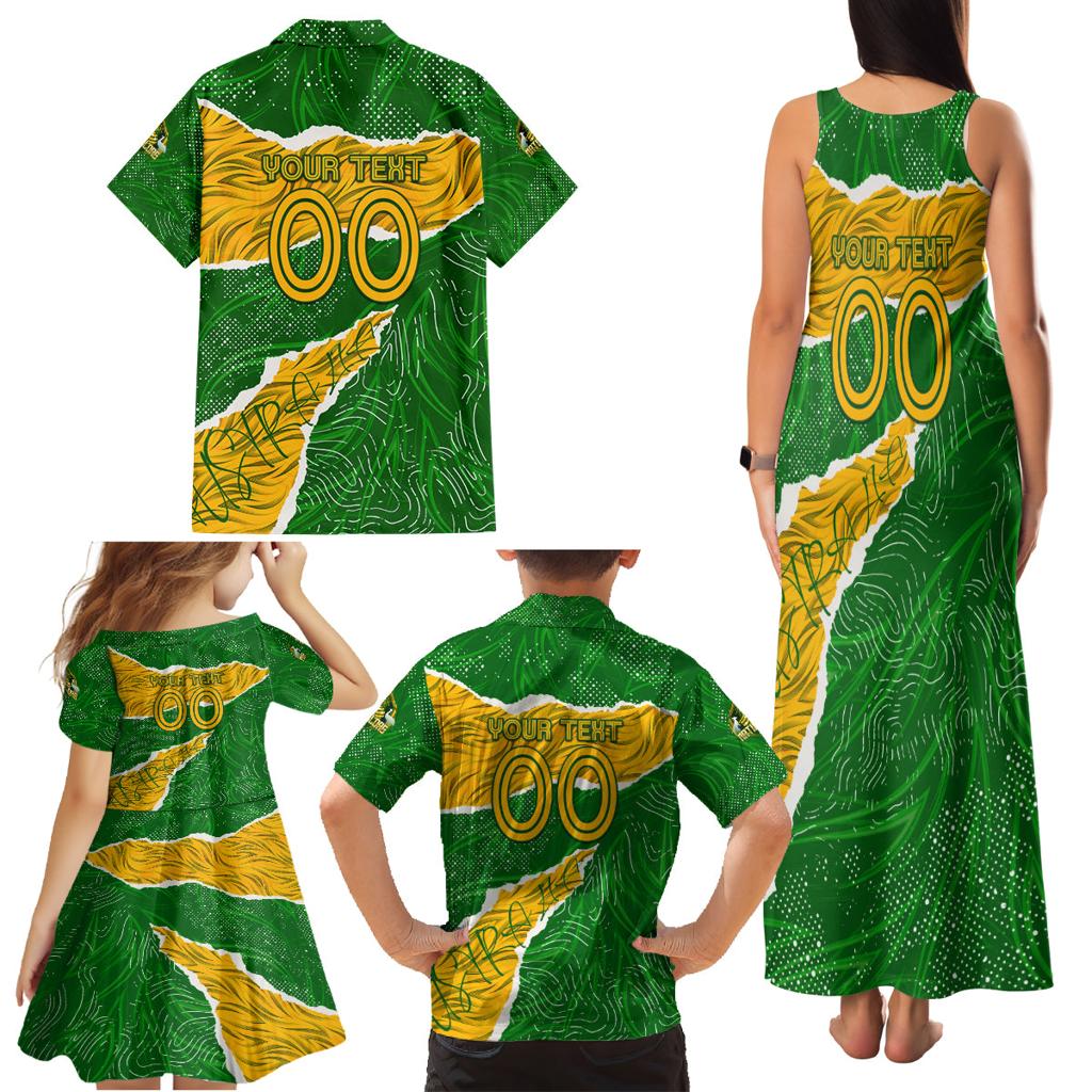Personalised Matildas Family Matching Tank Maxi Dress and Hawaiian Shirt Australia Soccer Fingerprint