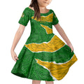 Personalised Matildas Kid Short Sleeve Dress Australia Soccer Fingerprint