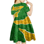 Personalised Matildas Kid Short Sleeve Dress Australia Soccer Fingerprint