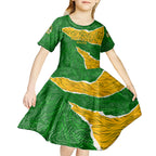 Personalised Matildas Kid Short Sleeve Dress Australia Soccer Fingerprint