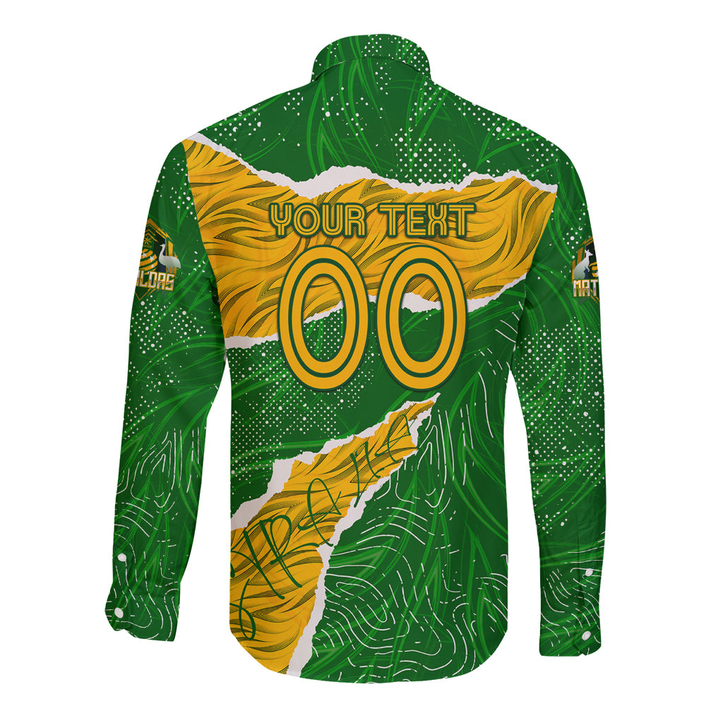 Personalised Matildas Long Sleeve Button Shirt Australia Soccer Fingerprint