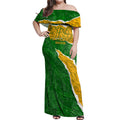 Personalised Matildas Off Shoulder Maxi Dress Australia Soccer Fingerprint