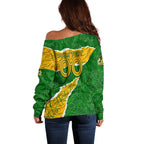 Personalised Matildas Off Shoulder Sweater Australia Soccer Fingerprint