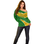 Personalised Matildas Off Shoulder Sweater Australia Soccer Fingerprint