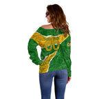 Personalised Matildas Off Shoulder Sweater Australia Soccer Fingerprint