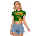Personalised Matildas Raglan Cropped T Shirt Australia Soccer Fingerprint
