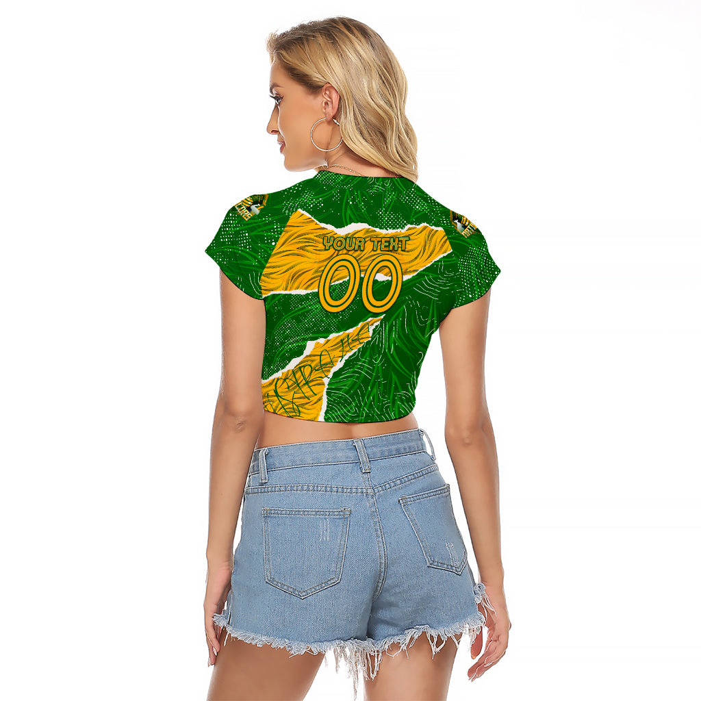 Personalised Matildas Raglan Cropped T Shirt Australia Soccer Fingerprint