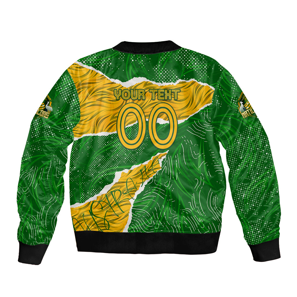 Personalised Matildas Sleeve Zip Bomber Jacket Australia Soccer Fingerprint