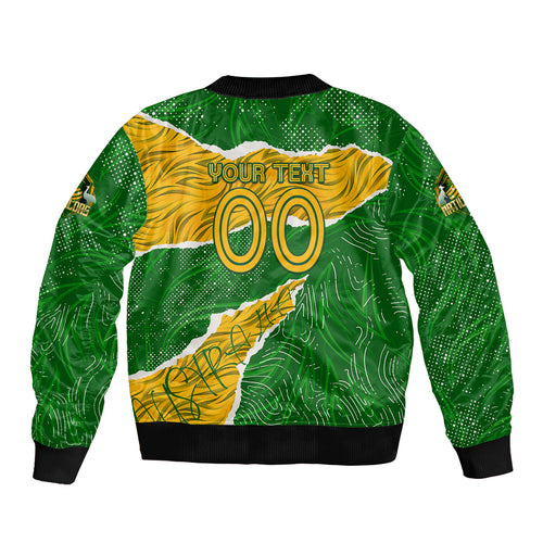 Personalised Matildas Sleeve Zip Bomber Jacket Australia Soccer Fingerprint