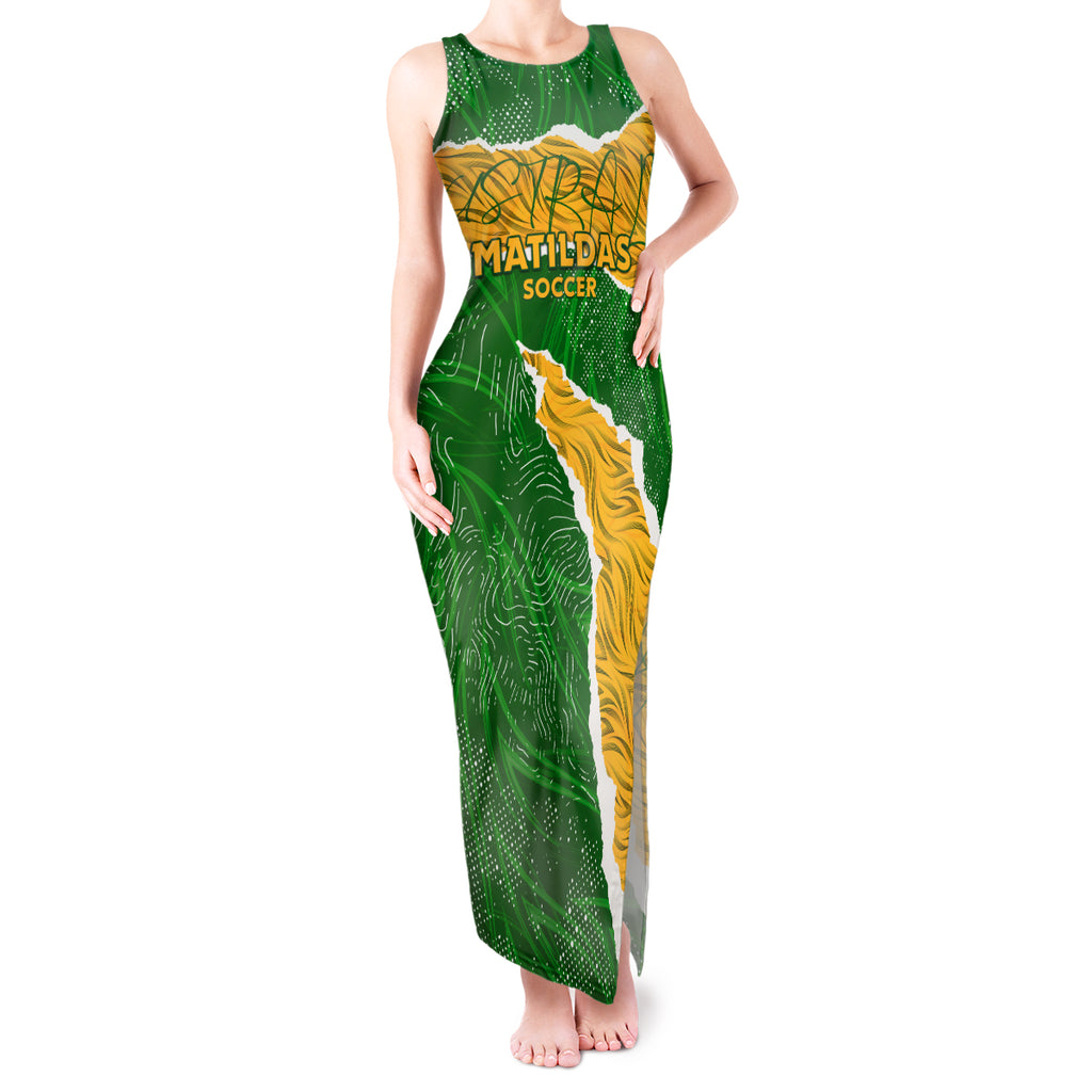 Personalised Matildas Tank Maxi Dress Australia Soccer Fingerprint