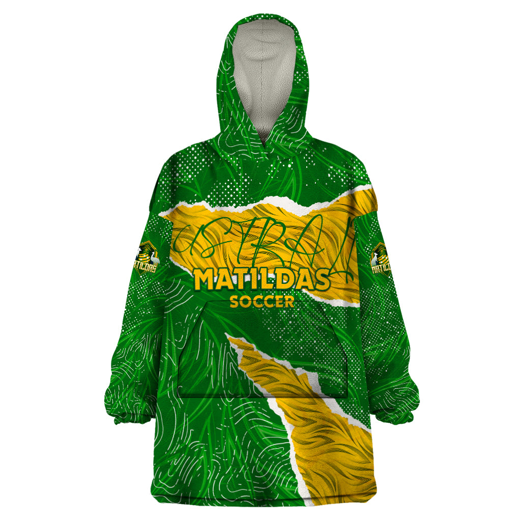 Personalised Matildas Wearable Blanket Hoodie Australia Soccer Fingerprint