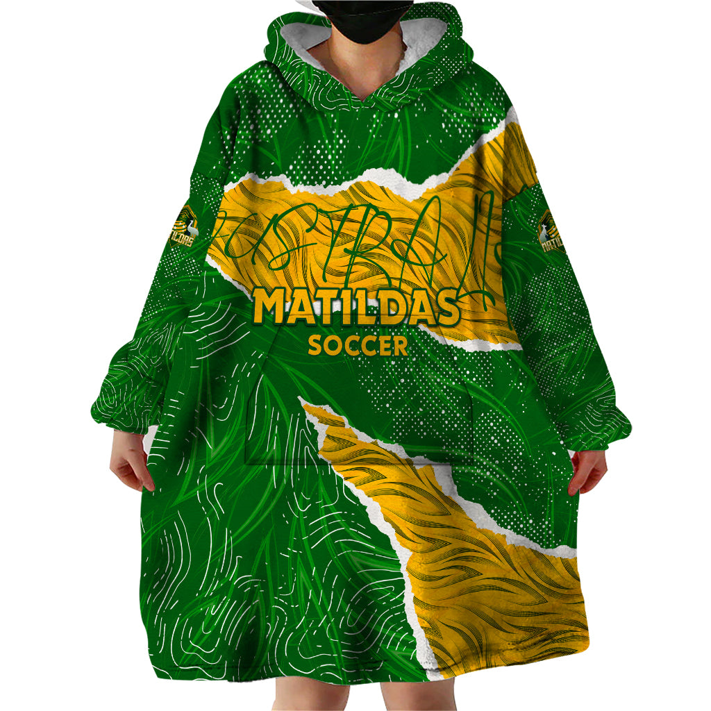 Personalised Matildas Wearable Blanket Hoodie Australia Soccer Fingerprint