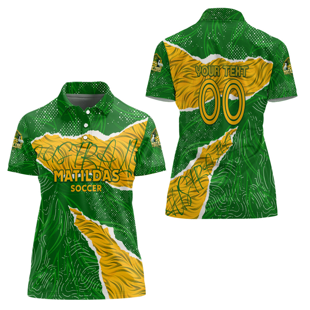 Personalised Matildas Women Polo Shirt Australia Soccer Fingerprint