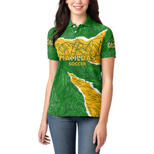 Personalised Matildas Women Polo Shirt Australia Soccer Fingerprint