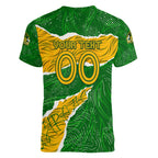 Personalised Matildas Women V-Neck T-Shirt Australia Soccer Fingerprint