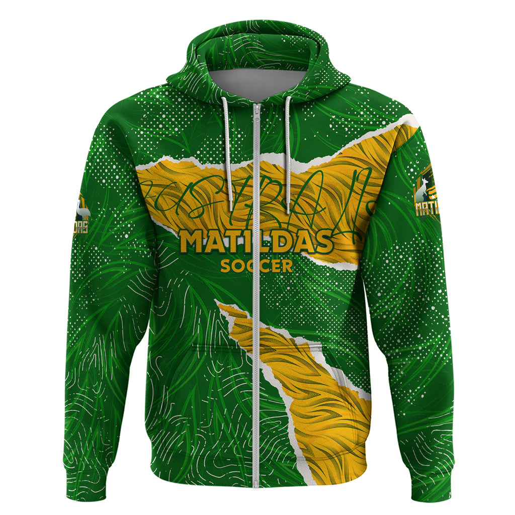 Personalised Matildas Zip Hoodie Australia Soccer Fingerprint