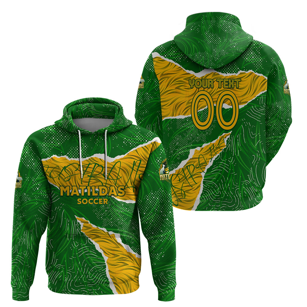 Personalised Matildas Zip Hoodie Australia Soccer Fingerprint