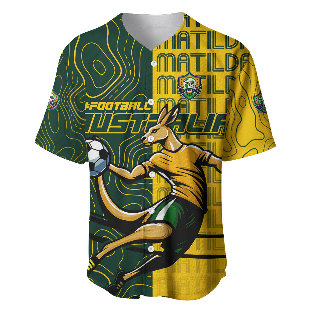 Personalised Matildas Mascot Baseball Jersey Australia Football Topographic