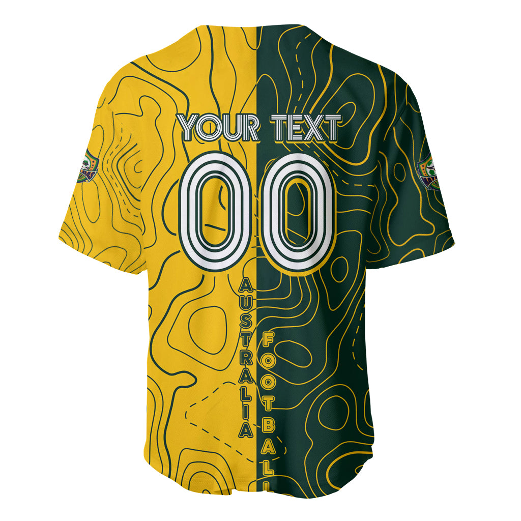 Personalised Matildas Mascot Baseball Jersey Australia Football Topographic