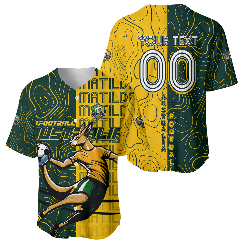 Personalised Matildas Mascot Baseball Jersey Australia Football Topographic