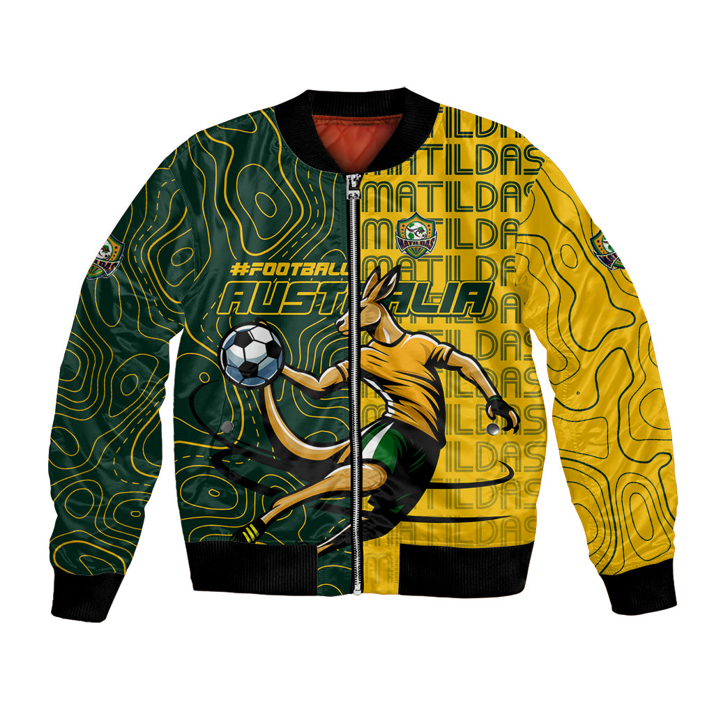 Personalised Matildas Mascot Bomber Jacket Australia Football Topographic