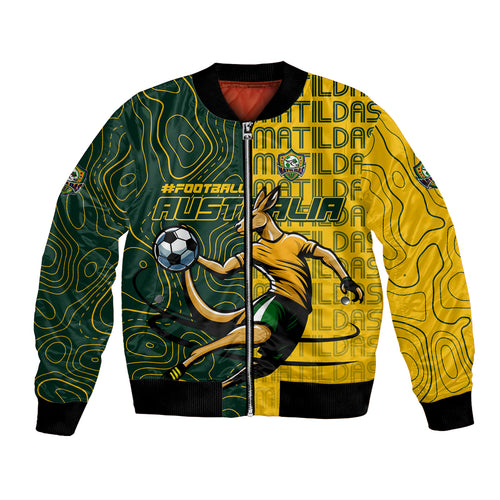 Personalised Matildas Mascot Bomber Jacket Australia Football Topographic