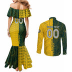 Personalised Matildas Mascot Couples Matching Mermaid Dress and Long Sleeve Button Shirt Australia Football Topographic
