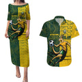 Personalised Matildas Mascot Couples Matching Puletasi and Hawaiian Shirt Australia Football Topographic