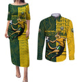 Personalised Matildas Mascot Couples Matching Puletasi and Long Sleeve Button Shirt Australia Football Topographic