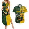 Personalised Matildas Mascot Couples Matching Summer Maxi Dress and Hawaiian Shirt Australia Football Topographic