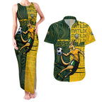 Personalised Matildas Mascot Couples Matching Tank Maxi Dress and Hawaiian Shirt Australia Football Topographic