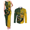 Personalised Matildas Mascot Couples Matching Tank Maxi Dress and Long Sleeve Button Shirt Australia Football Topographic