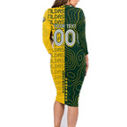 Personalised Matildas Mascot Family Matching Long Sleeve Bodycon Dress and Hawaiian Shirt Australia Football Topographic