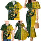 Personalised Matildas Mascot Family Matching Mermaid Dress and Hawaiian Shirt Australia Football Topographic