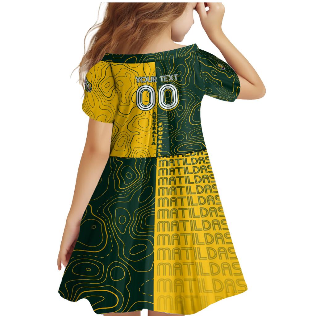 Personalised Matildas Mascot Family Matching Mermaid Dress and Hawaiian Shirt Australia Football Topographic