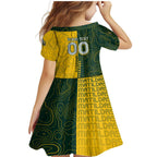 Personalised Matildas Mascot Family Matching Mermaid Dress and Hawaiian Shirt Australia Football Topographic