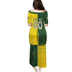 Personalised Matildas Mascot Family Matching Puletasi and Hawaiian Shirt Australia Football Topographic