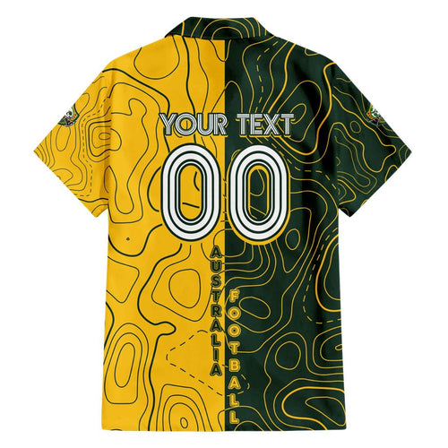 Personalised Matildas Mascot Family Matching Short Sleeve Bodycon Dress and Hawaiian Shirt Australia Football Topographic