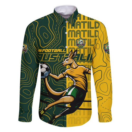 Personalised Matildas Mascot Family Matching Short Sleeve Bodycon Dress and Hawaiian Shirt Australia Football Topographic