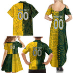 Personalised Matildas Mascot Family Matching Summer Maxi Dress and Hawaiian Shirt Australia Football Topographic