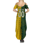 Personalised Matildas Mascot Family Matching Summer Maxi Dress and Hawaiian Shirt Australia Football Topographic