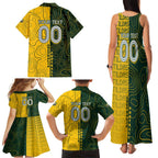 Personalised Matildas Mascot Family Matching Tank Maxi Dress and Hawaiian Shirt Australia Football Topographic