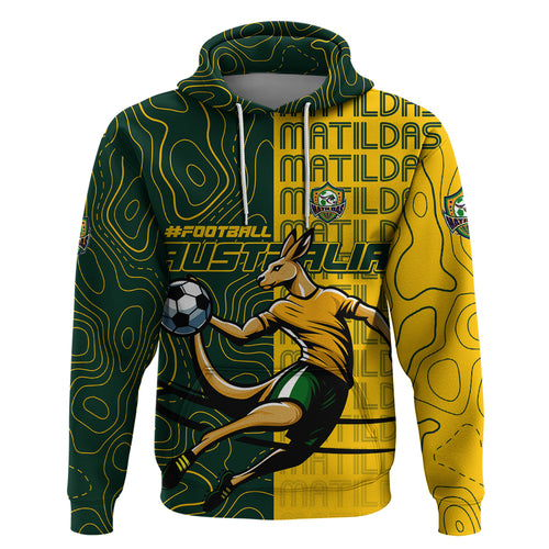 Personalised Matildas Mascot Hoodie Australia Football Topographic