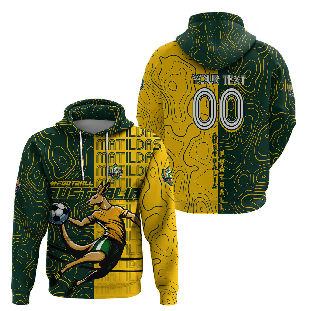 Personalised Matildas Mascot Hoodie Australia Football Topographic