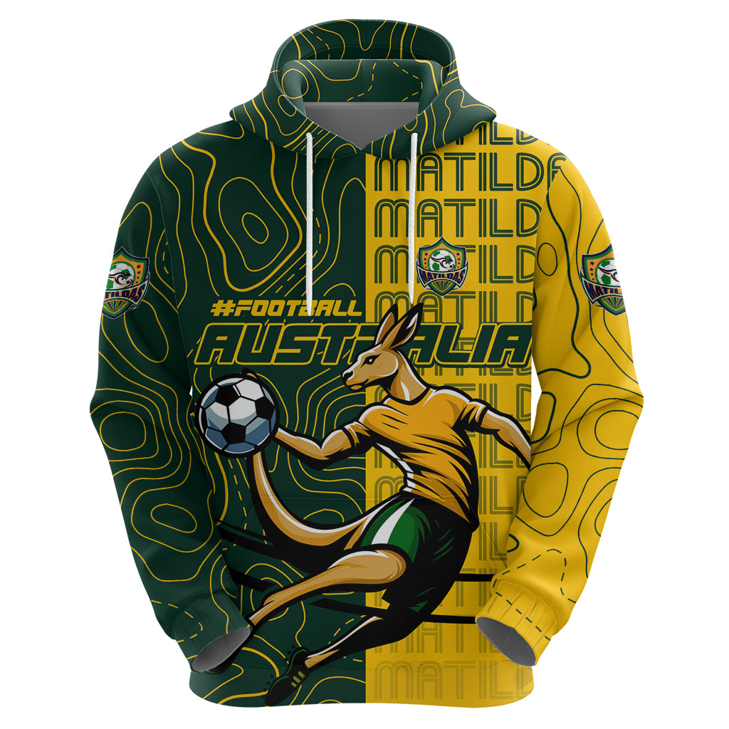 Personalised Matildas Mascot Hoodie Australia Football Topographic