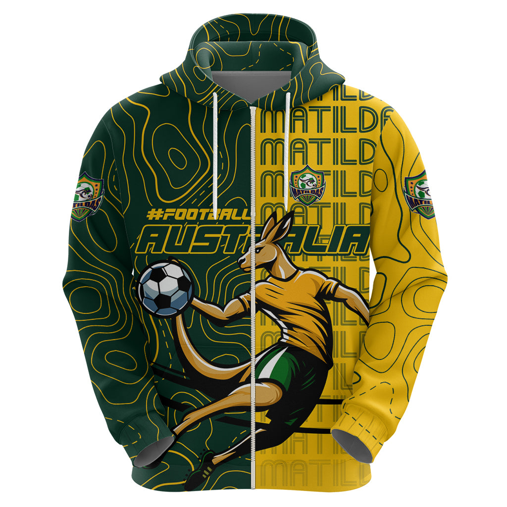 Personalised Matildas Mascot Hoodie Australia Football Topographic