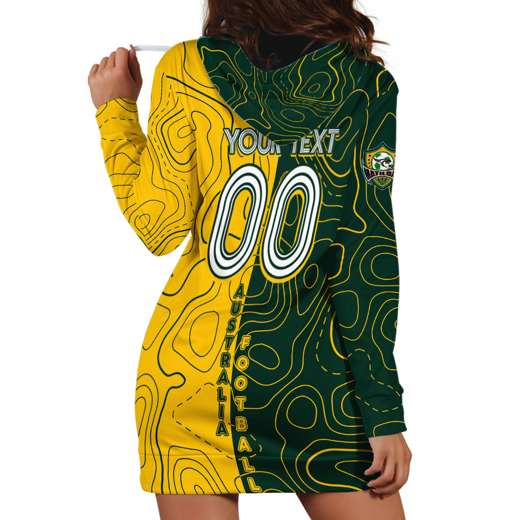 Personalised Matildas Mascot Hoodie Dress Australia Football Topographic